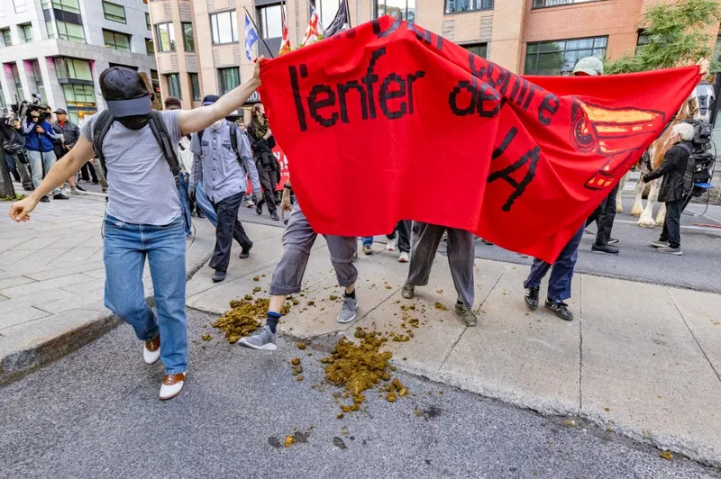 Photos: Protesters hit the streets during AI industry event in Montreal