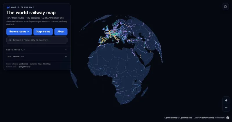 World Train Map â Interactive Railway Map · 1,247 Train Routes