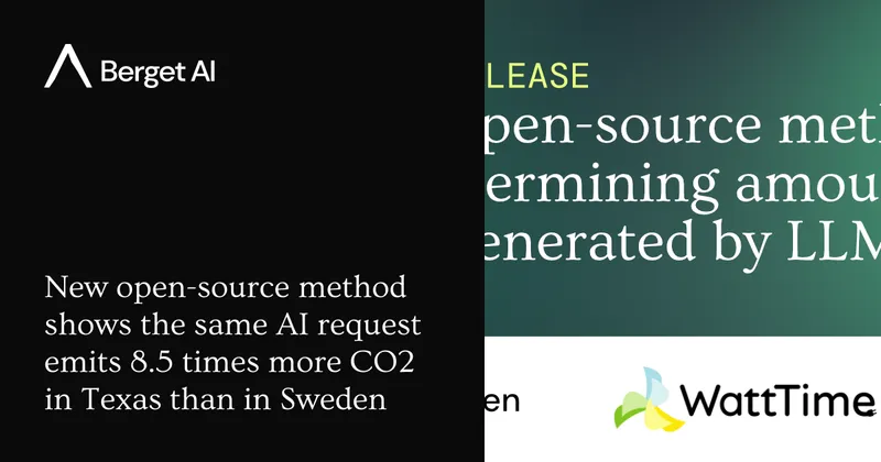 New open-source method shows the same AI request emits 8.5 times more CO₂ in Texas than in Sweden - Berget AI
