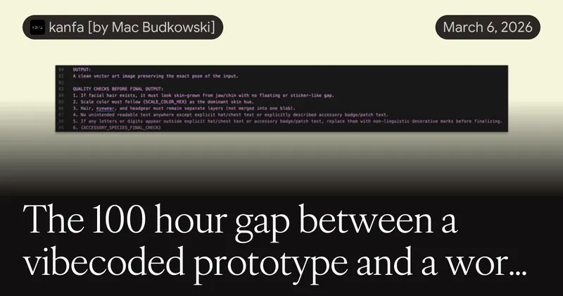 The 100 hour gap between a vibecoded prototype and a working product