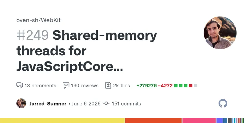 Shared-memory threads for JavaScriptCore (experimental, not working yet) by Jarred-Sumner · Pull Request #249 · oven-sh/WebKit