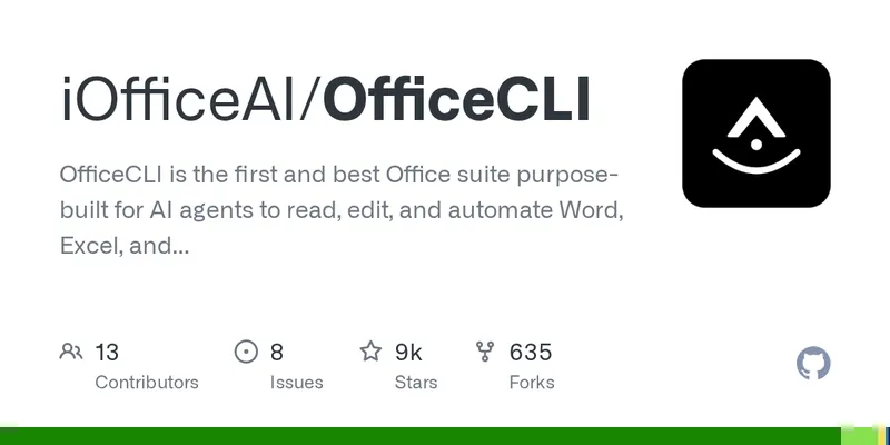 GitHub - iOfficeAI/OfficeCLI: OfficeCLI is the first and best Office suite purpose-built for AI agents to read, edit, and automate Word, Excel, and PowerPoint files. Free, open-source, single binary, no Office installation required.
