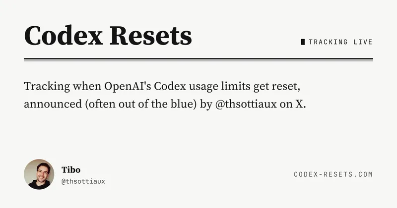 Codex Resets — OpenAI Codex Usage Limit Reset Tracker