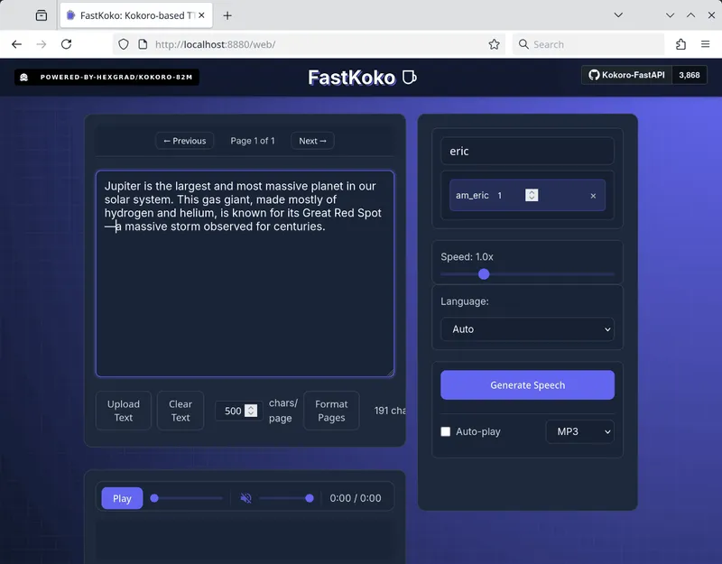 Local, CPU-Friendly, High-Quality TTS (Text-to-Speech) with Kokoro