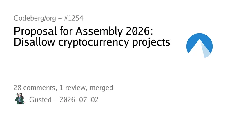 Proposal for Assembly 2026: Disallow cryptocurrency projects