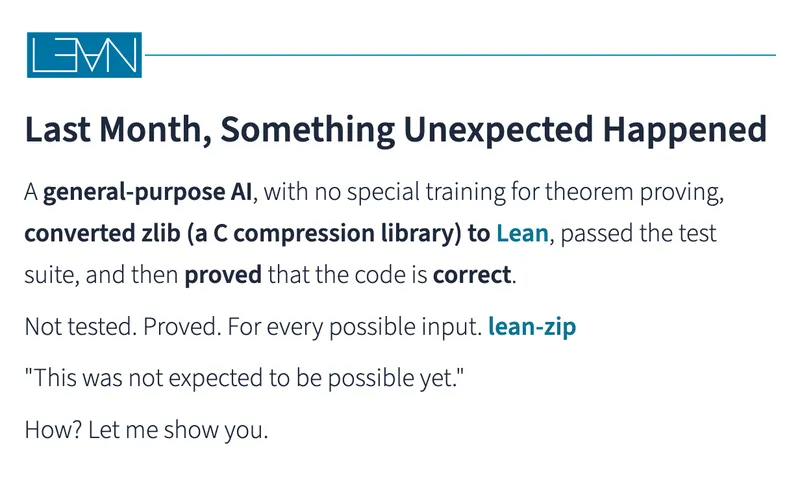 Lean proved this program was correct; then I found a bug.13 Apr, 2026 lean formal_verification security fuzzing