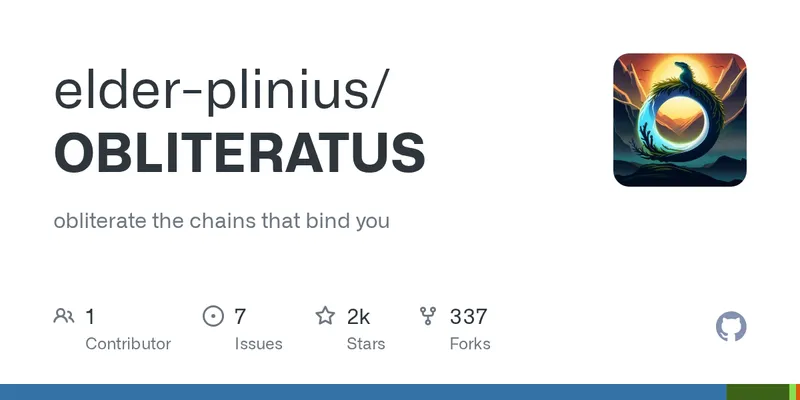 GitHub - elder-plinius/OBLITERATUS: obliterate the chains that bind you