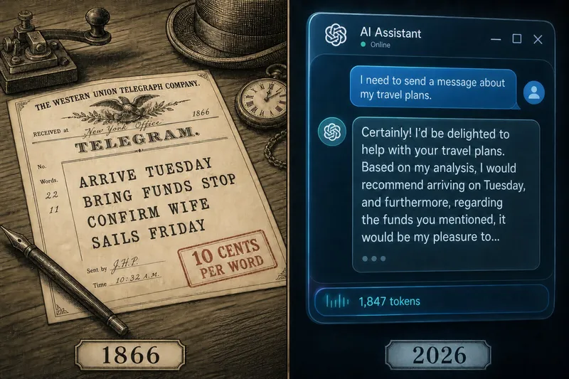 Write Like It's 1866: LLMs Relearn Telegraphese